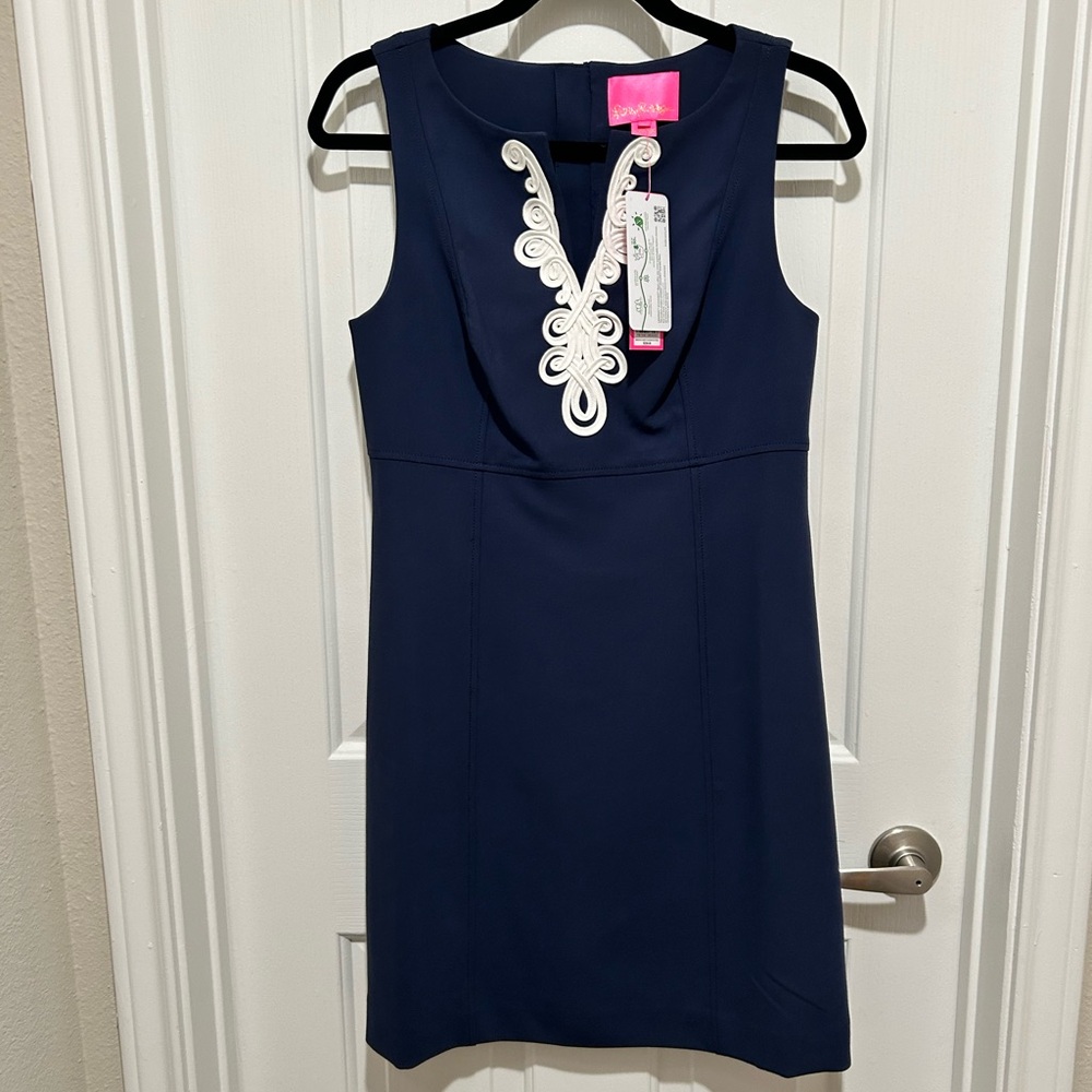 NWT Lilly pulitzer Trini Viscose Shift Dress - Size 2 - Navy - retails $228